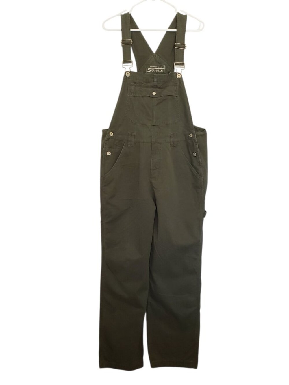 Vintage Stephen Hardy Squeeze Bib Overalls Womens LARGE  Army Olive Green Cargo
